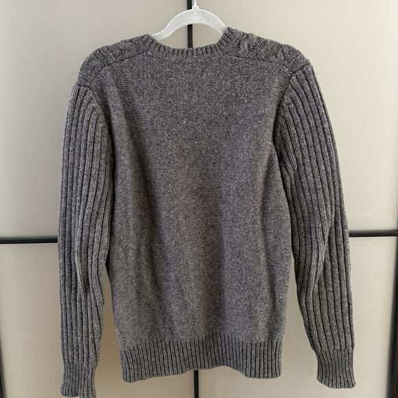 Ben Sherman Mens Sweater Size Medium Gray Wool Cable Knit Fisherman Aran Classic - Picture 5 of 8